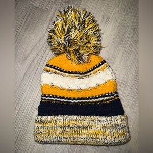 Striped Knit Pom-Pom Beanie